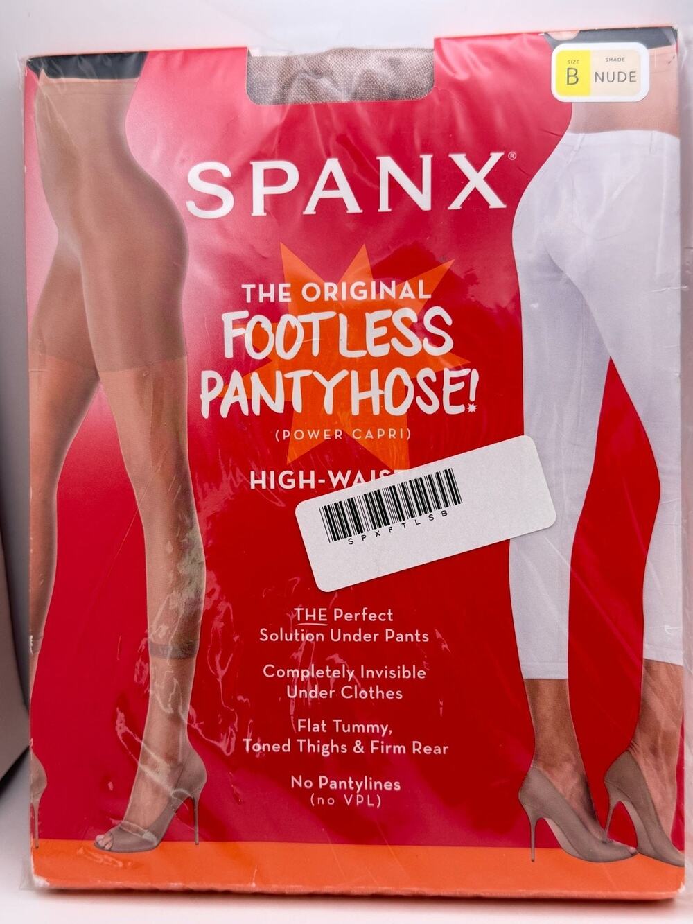 Spanx High-Waist Footless Pantyhose Power Capri Size B Nude Shapewear